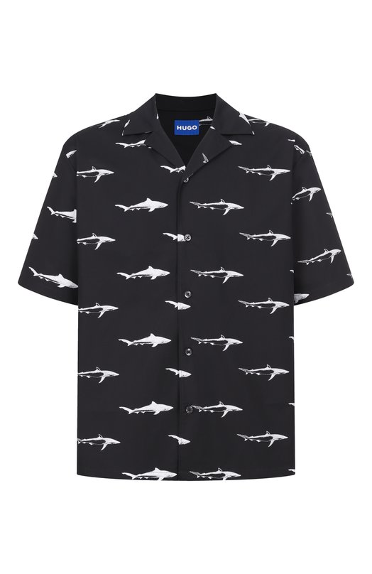 Хлопковая рубашка HUGO Blue 50555413 Чёрный 50555413