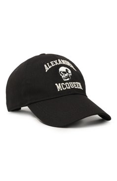 Мужская хлопковая бейсболка ALEXANDER MCQUEEN черного цвета, арт. 759450/4105Q | Фото 1 (Материал: Текстиль, Хлопок; Материал сплава: Проставлено; Нос: Не проставлено)