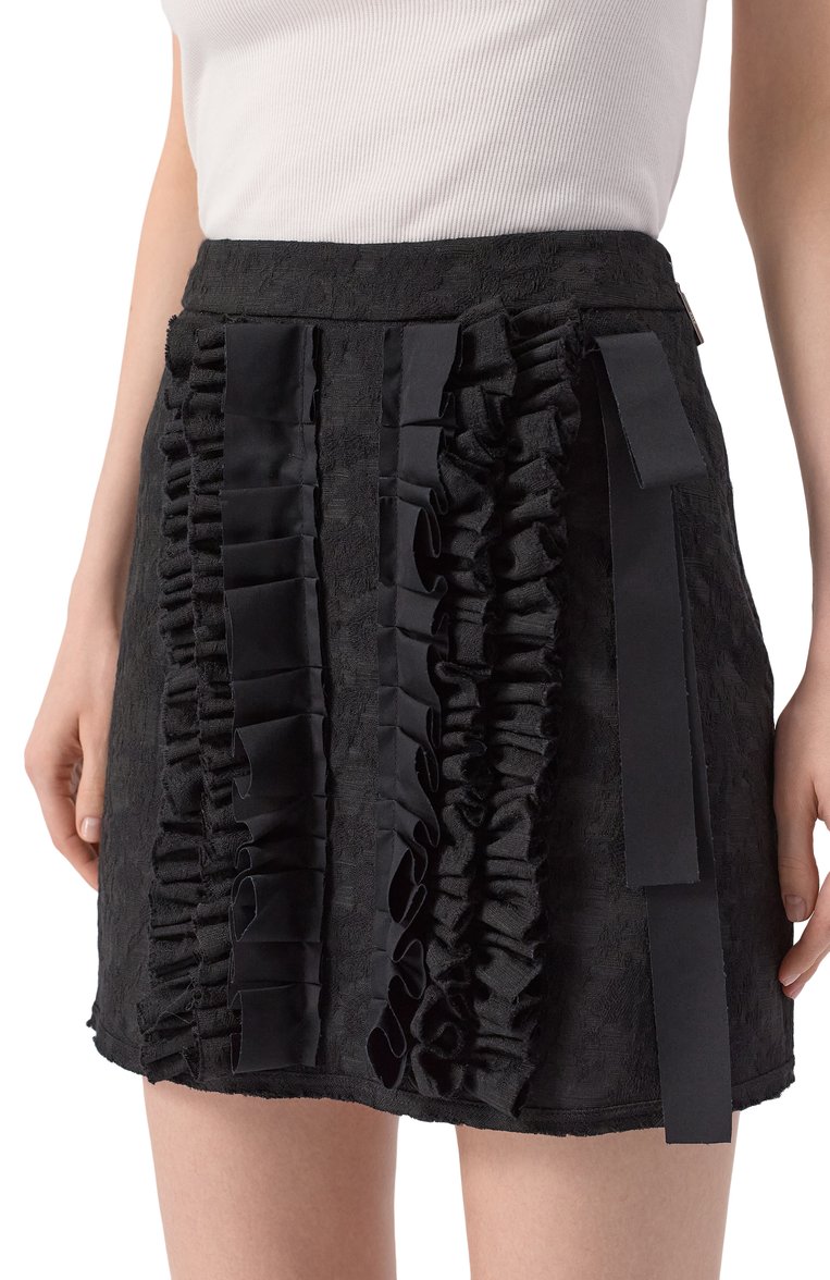 Женская юбка MSGM черного цвета, арт. 3841MDD18/257108 | Фото 5 (Длина Ж (юбки, платья, шорты): Мини; Стили: Кэжуэл; Материал внешний: Синтетический материал; Автоматизация состава: Проставлено; Автоматизация ТО: Проставлено)