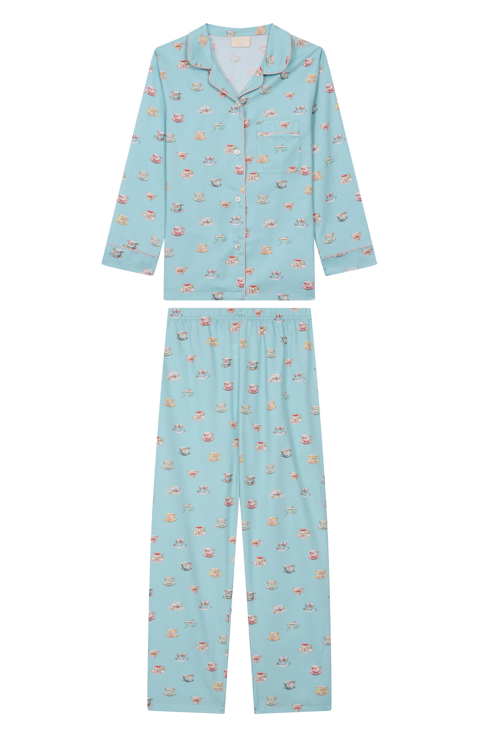 Хлопковая пижама STORY LORIS голубого цвета по цене 17400 руб., арт. 35101/8-16, фото 1 Хлопковая пижама STORY LORIS, арт. 35101/8-16, фото 1