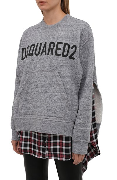 Хлопковый свитшот DSQUARED2 серого цвета по цене 56900 руб., арт. S75GU0383/S25477, фото 3 Хлопковый свитшот DSQUARED2, арт. S75GU0383/S25477, фото 3