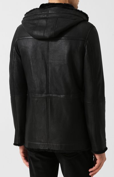 Укороченная дубленка прямого кроя на молнии с капюшоном YVES SALOMON, арт. 9WHM61277MERL, фото 4