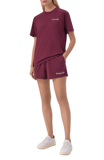 Хлопковая футболка SPORTY AND RICH бордового цвета по цене 12150 руб., арт. T011975325RE02, фото 2 Хлопковая футболка SPORTY AND RICH, арт. T011975325RE02, фото 2