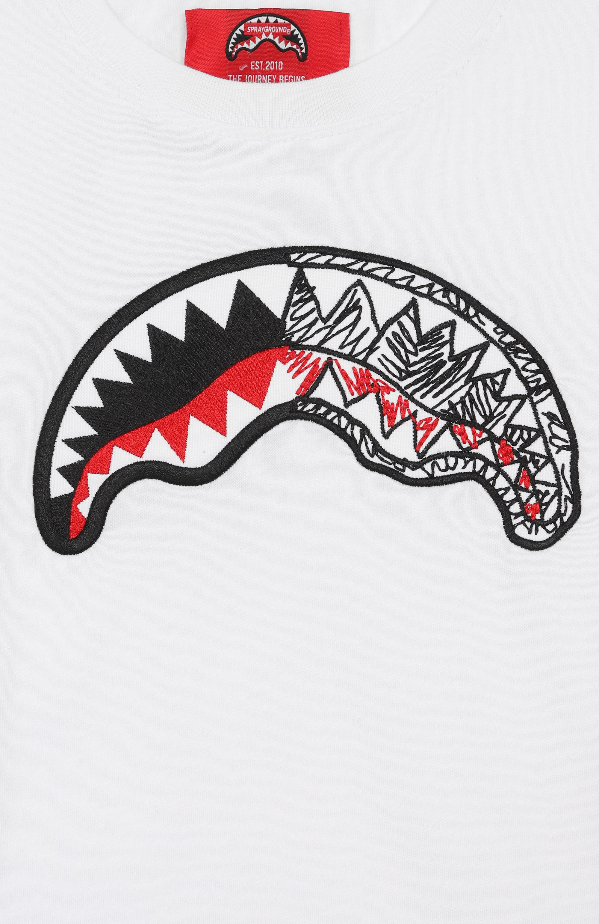 Хлопковая футболка SPRAYGROUND, арт. SPY1413WHT/SKETCH SHARK WHITE 0VER T-SHIRT, фото 3