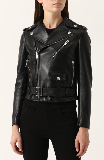 Приталенная кожаная куртка с косой молнией VALENTINO, арт. PB3NA02P/1YM, фото 3