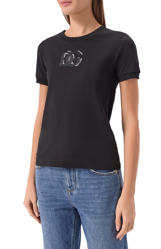 Хлопковая футболка Dolce & Gabbana F8N08Z/GDDMB Чёрный  F8N08Z/GDDMB Фото 3