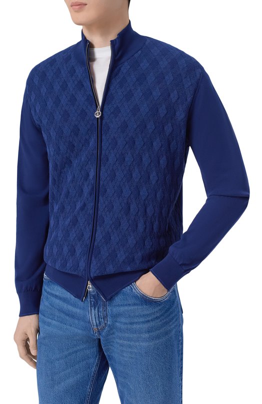 Кардиган из хлопка и шелка Stefano Ricci K414017R30/F26268 Синий  K414017R30/F26268 Фото 3