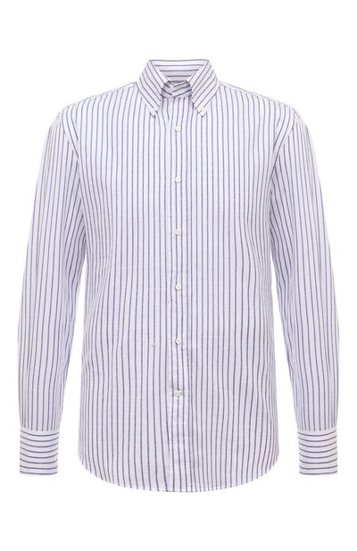 Мужская рубашка из хлопка и льна BRUNELLO CUCINELLI, арт. MM6461716