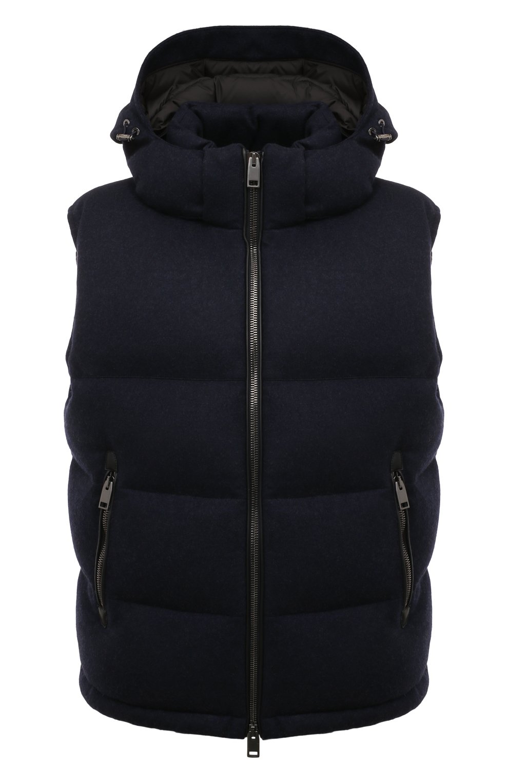 Пуховый жилет BRIONI темно-синего цвета по цене 435500 руб., арт. SUPB0L/0A604, фото 1 Пуховый жилет BRIONI, арт. SUPB0L/0A604, фото 1