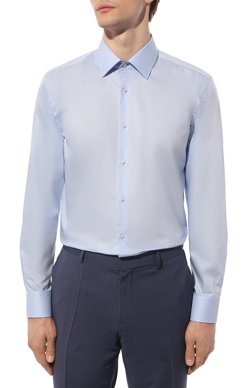 Хлопковая сорочка BOSS голубого цвета по цене 11050 руб., арт. 50490514, фото 4 Хлопковая сорочка BOSS, арт. 50490514, фото 4