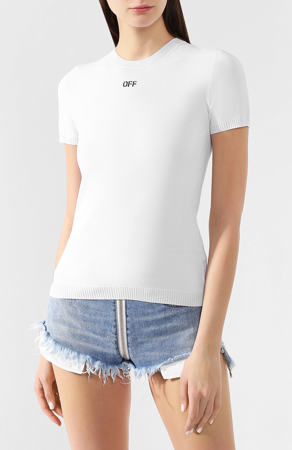 Топ из вискозы OFF-WHITE белого цвета по цене 33950 руб., арт. 0WHE001R19C980530110, фото 3 Топ из вискозы OFF-WHITE, арт. 0WHE001R19C980530110, фото 3