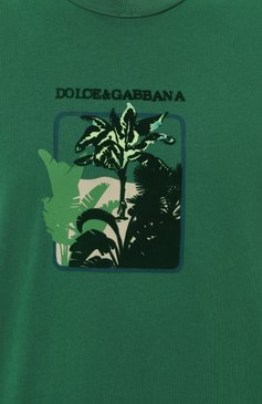 Мужская хлопковая футболка DOLCE & GABBANA зеленого цвета, арт. G8RN8T/G7K1T | Фото 5 (Рукава: Короткие; Длина (для топов): Стандартные; Принт: С принтом; Материал сплава: Проставлено; Материал внешний: Хлопок; Драгоценные камни: Проставлено; Стили: Кэжуэл)