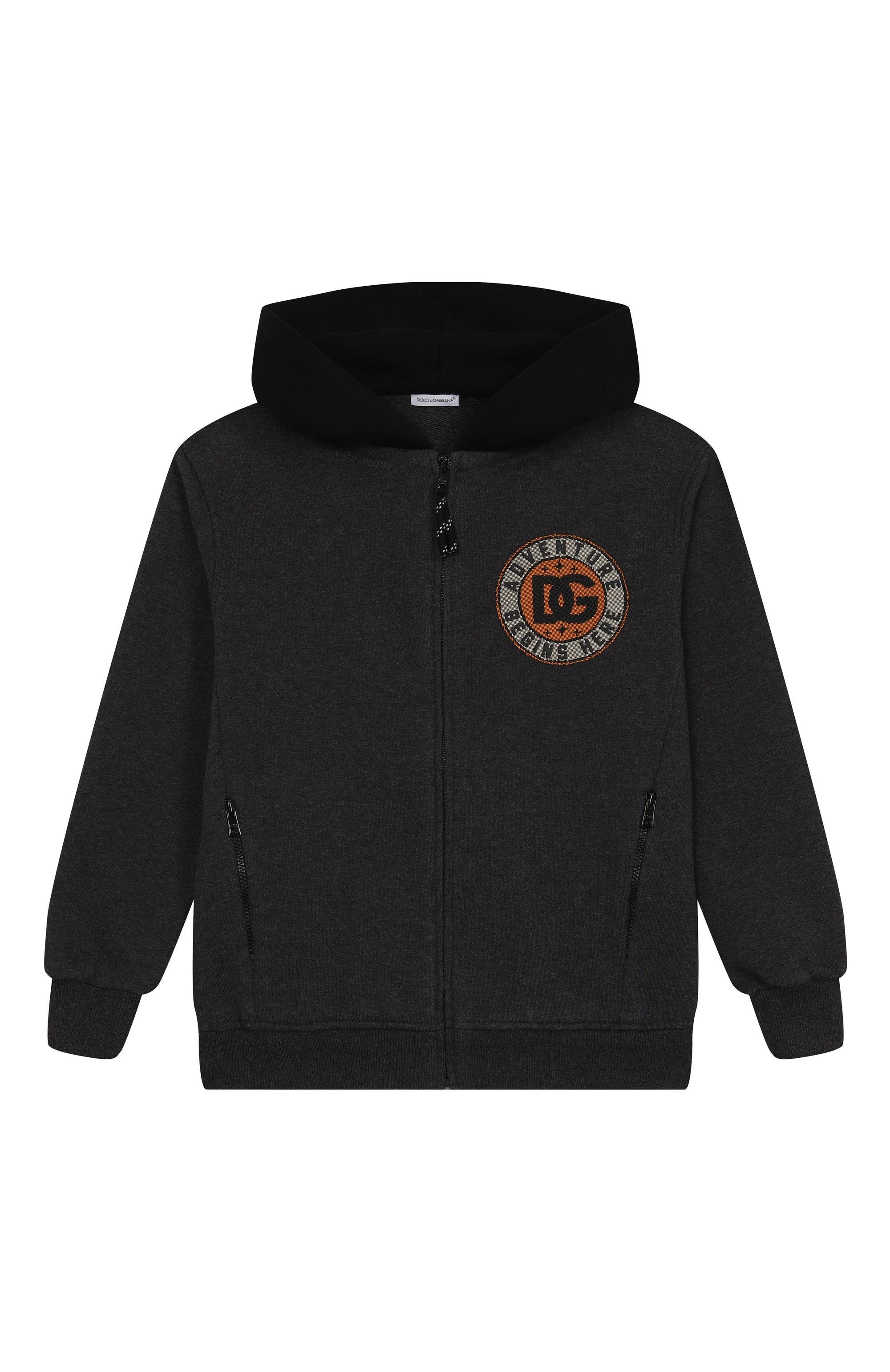 Хлопковая толстовка DOLCE & GABBANA темно-серого цвета по цене 53850 руб., арт. L4JWML/G7PIU/8-12+, фото 1 Хлопковая толстовка DOLCE & GABBANA, арт. L4JWML/G7PIU/8-12+, фото 1