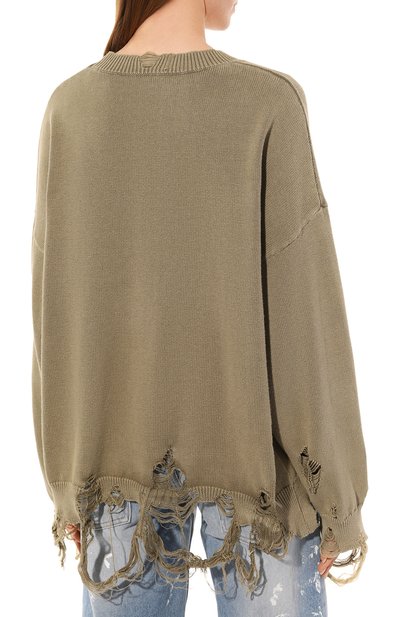 Хлопковый пуловер R13 зеленого цвета по цене 59850 руб., арт. R13WY107-Y076B, фото 4 Хлопковый пуловер R13, арт. R13WY107-Y076B, фото 4