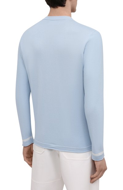 Хлопковый джемпер STONE ISLAND голубого цвета по цене 45950 руб., арт. 7415527B2, фото 4 Хлопковый джемпер STONE ISLAND, арт. 7415527B2, фото 4