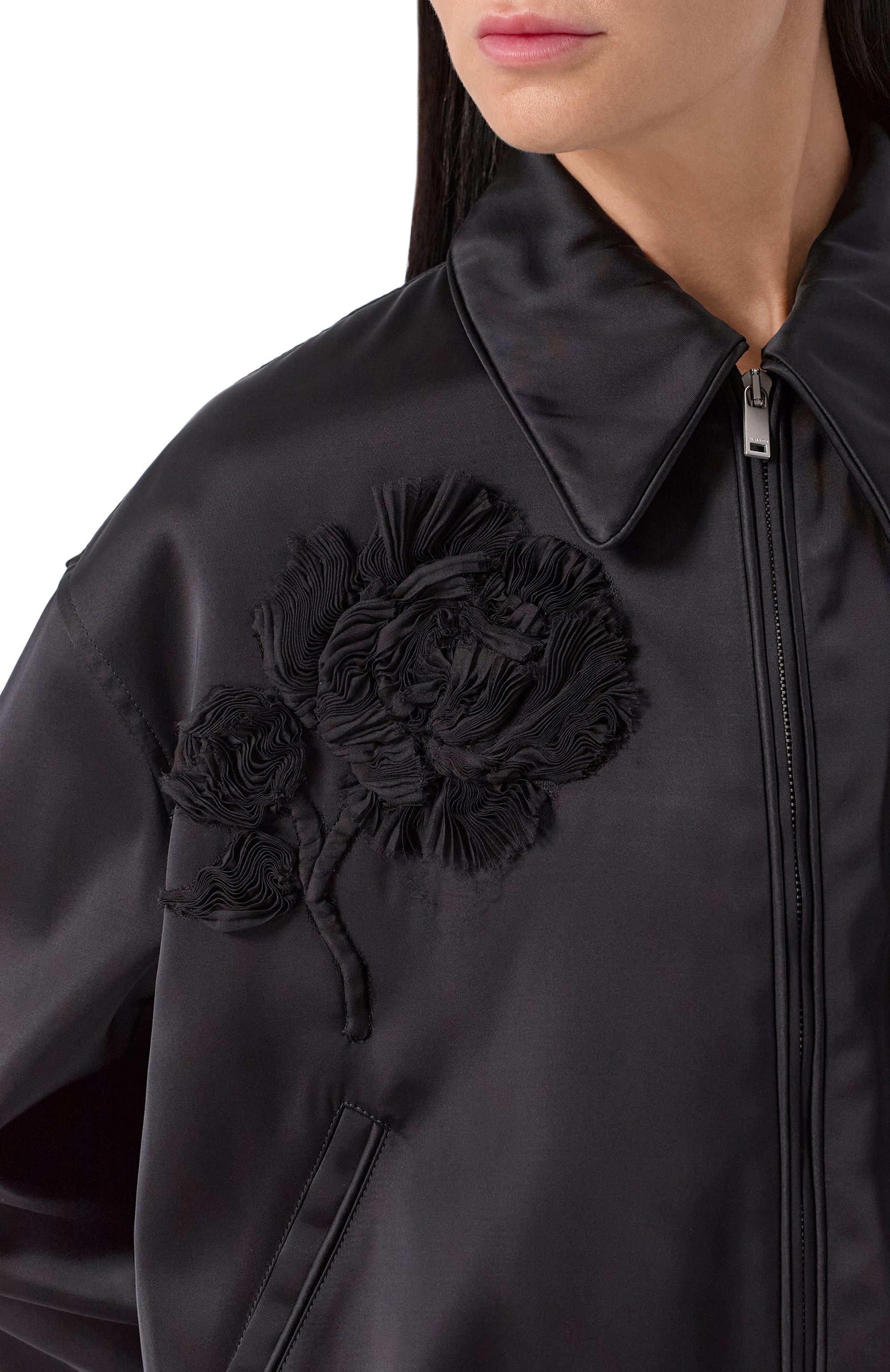 Атласный бомбер JIL SANDER черного цвета по цене 699500 руб., арт. J03SW0007/J65329, фото 5 Атласный бомбер JIL SANDER, арт. J03SW0007/J65329, фото 5