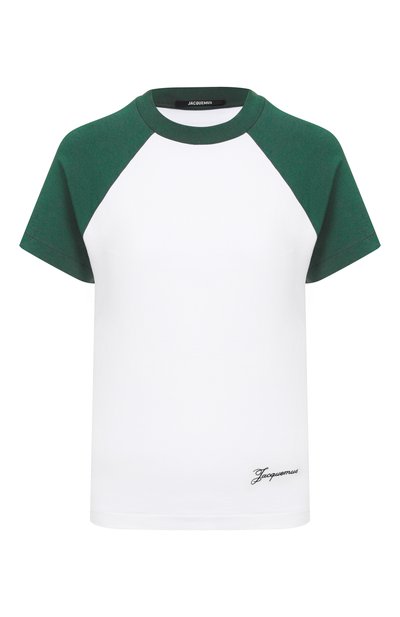 Хлопковая футболка JACQUEMUS белого цвета по цене 31150 руб., арт. 25E251JS205, фото 1 Хлопковая футболка JACQUEMUS, арт. 25E251JS205, фото 1