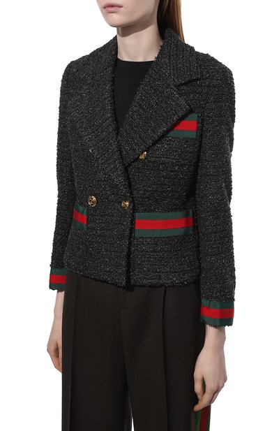 Двубортный жакет GUCCI темно-серого цвета по цене 285120 руб., арт. 674335/ZAHVT, фото 3 Двубортный жакет GUCCI, арт. 674335/ZAHVT, фото 3