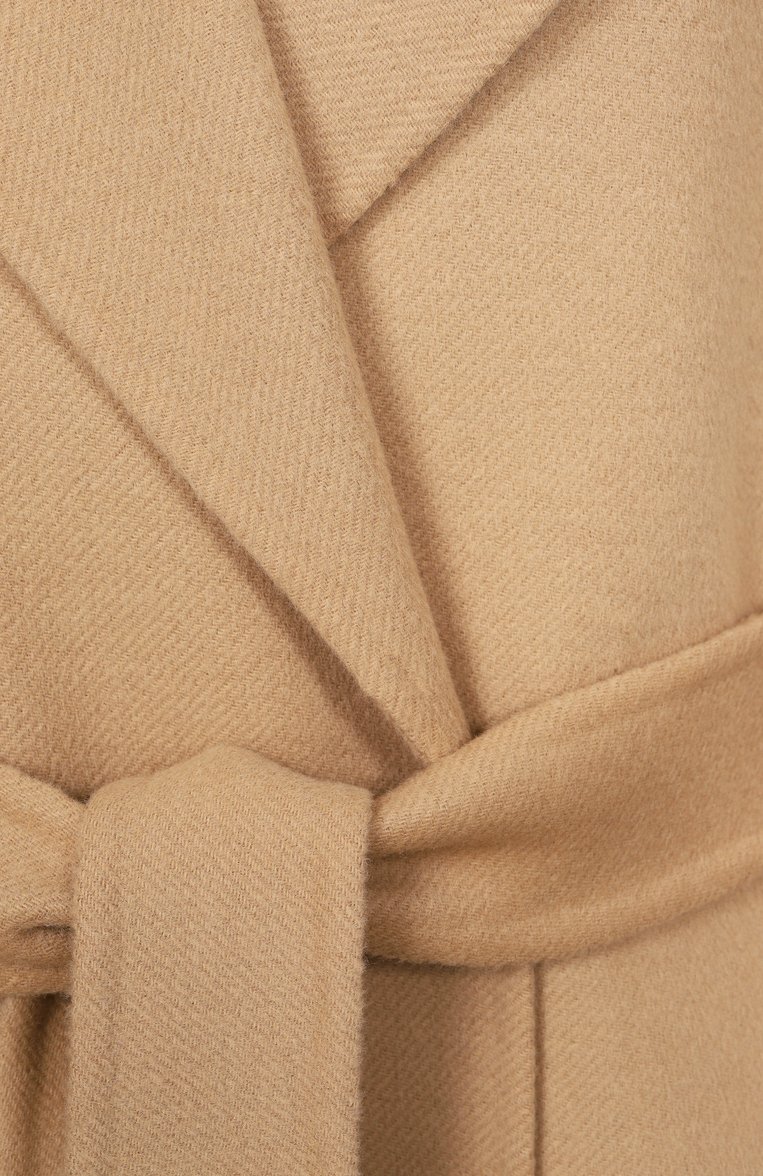 Женское шерстяное пальто MAX MARA STUDIO бежевого цвета, арт. CLES | Фото 6 (Материал внешний: Шерсть; Автоматизация состава: Проставлено; Автоматизация ТО: Проставлено; Длина (верхняя одежда): До колена; Рукава: Длинные; 1-2-бортные: Однобортные; Стили: Классический)
