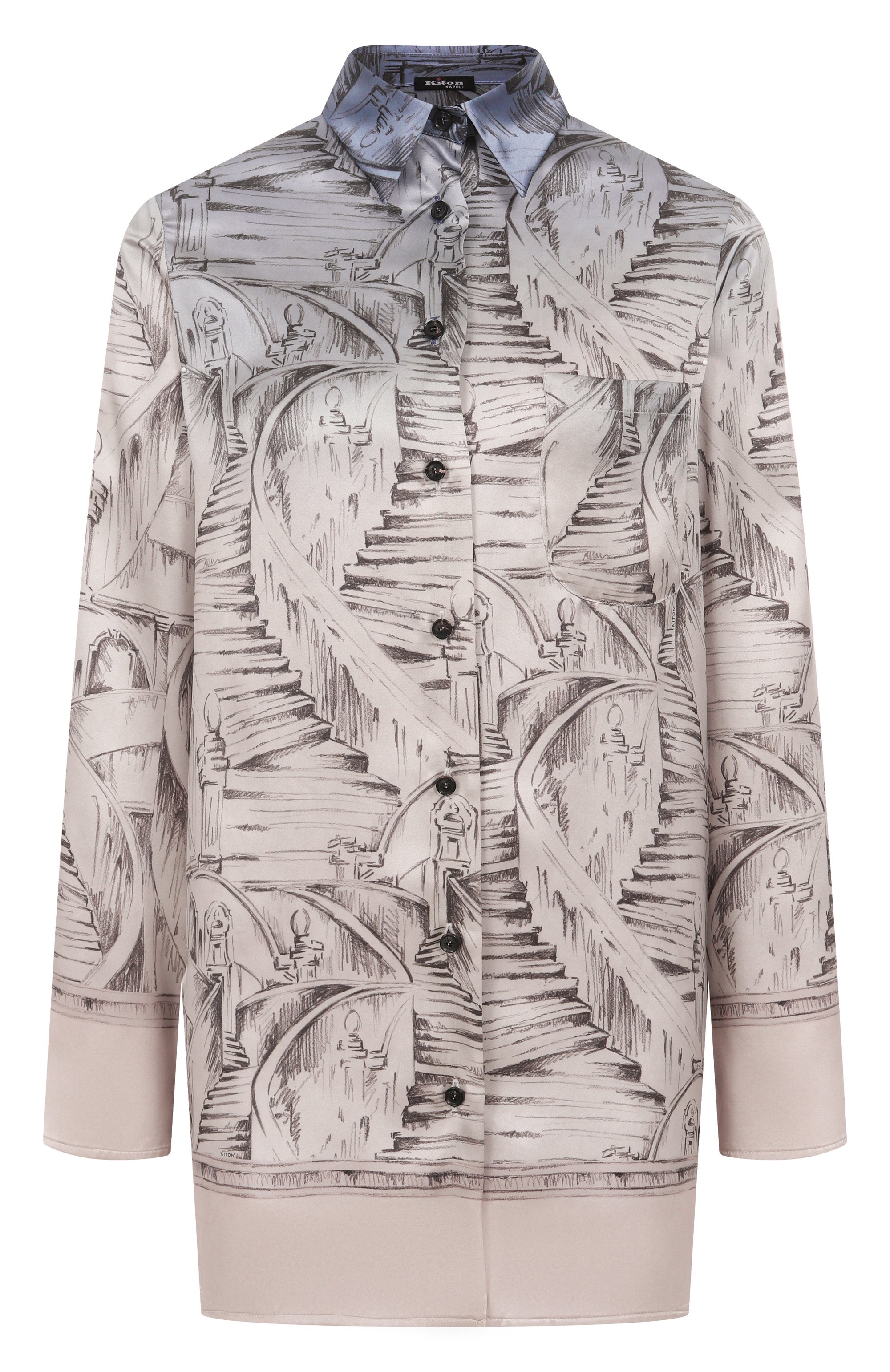 Атласная рубашка KITON, арт. D58460K0585G08, фото 1