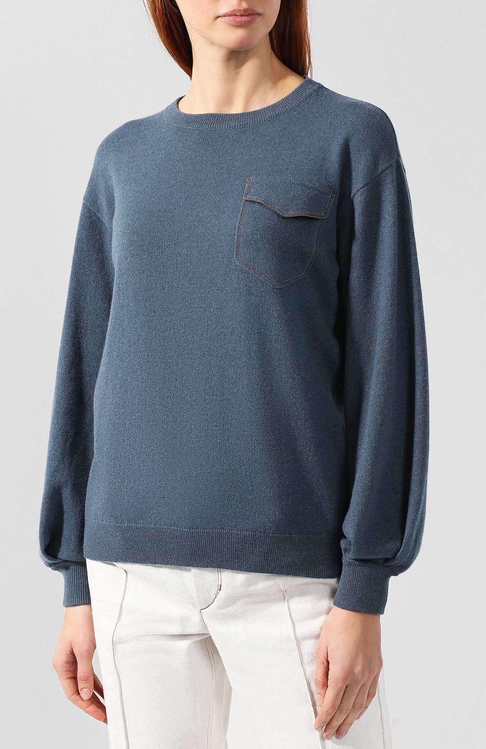 Кашемировый пуловер с накладным карманом BRUNELLO CUCINELLI, арт. M12145600, фото 3