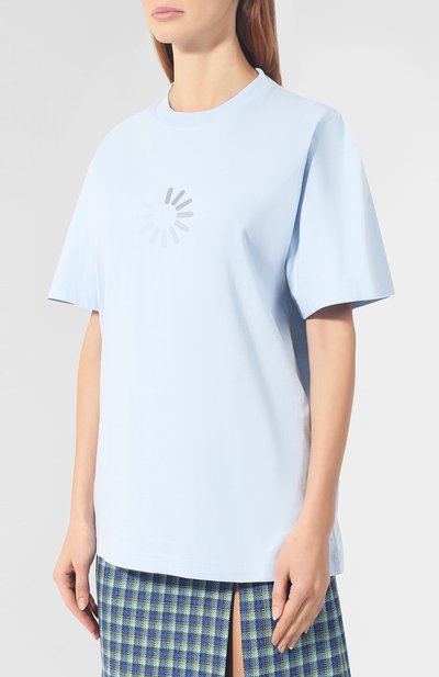 Хлопковая футболка VETEMENTS голубого цвета по цене 17600 руб., арт. UAH20TR635/W, фото 3 Хлопковая футболка VETEMENTS, арт. UAH20TR635/W, фото 3