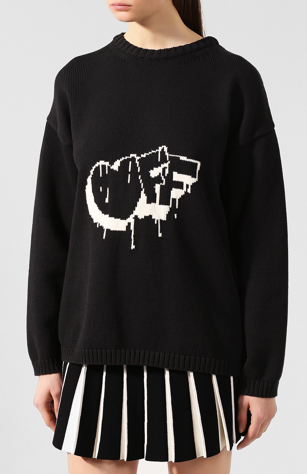 Свитер OFF-WHITE черного цвета по цене 54150 руб., арт. 0WHE017F19F940651001, фото 3 Свитер OFF-WHITE, арт. 0WHE017F19F940651001, фото 3