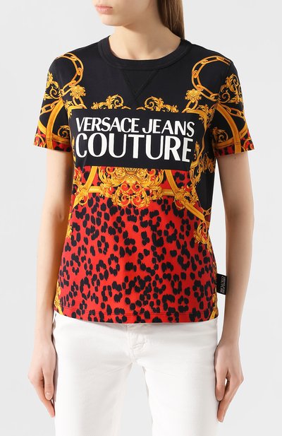 Хлопковая футболка VERSACE JEANS COUTURE разноцветного цвета по цене 16950 руб., арт. B2HVA7M1-VDP613 2/30288, фото 3 Хлопковая футболка VERSACE JEANS COUTURE, арт. B2HVA7M1-VDP613 2/30288, фото 3