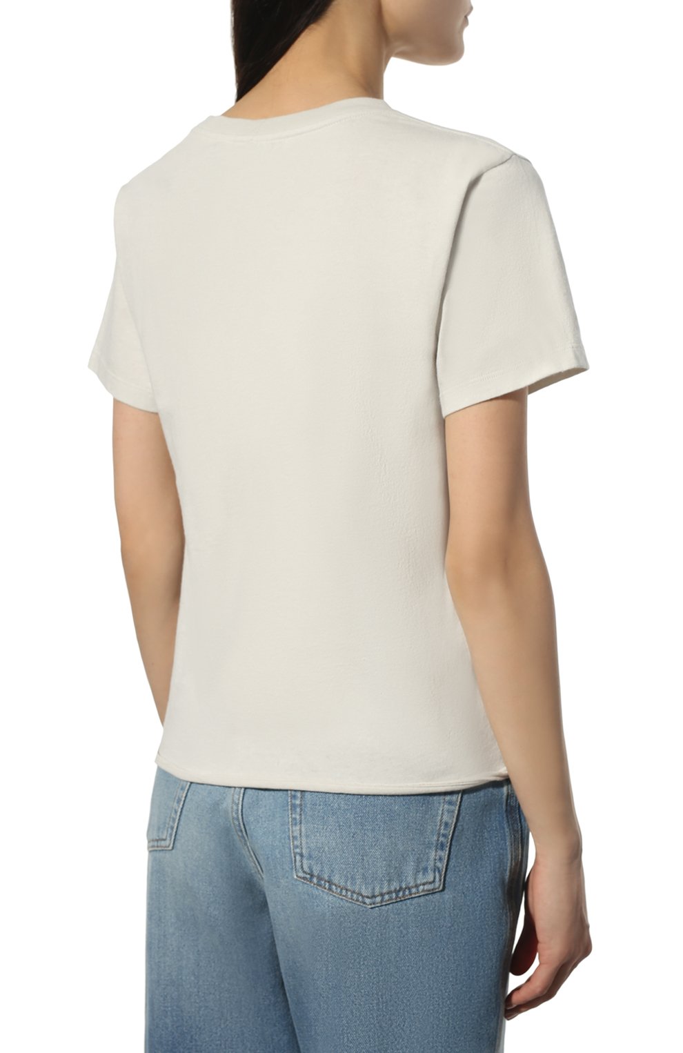 Хлопковая футболка SAINT LAURENT белого цвета по цене 38250 руб., арт. 686229/Y36QP, фото 4 Хлопковая футболка SAINT LAURENT, арт. 686229/Y36QP, фото 4