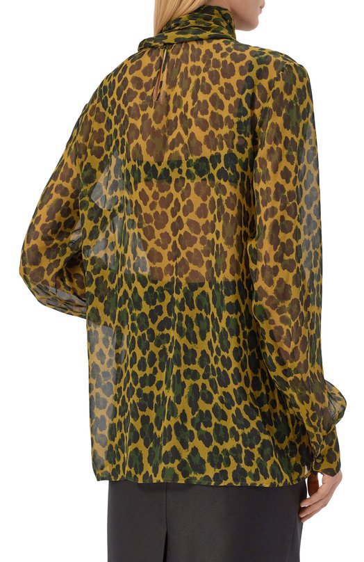 Шелковая блузка Saint Laurent 851373/Y5J72 Леопардовый  851373/Y5J72 Фото 4