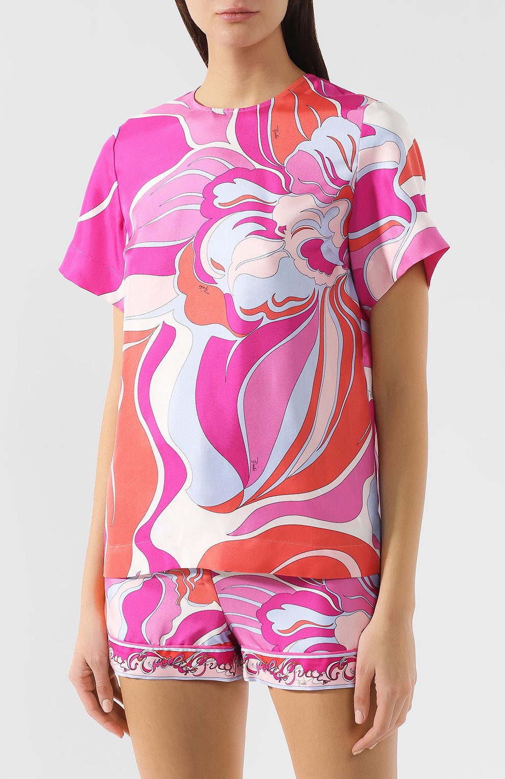 Шелковый топ EMILIO PUCCI фуксия цвета по цене 48250 руб., арт. 9ERM83/9E751, фото 3 Шелковый топ EMILIO PUCCI, арт. 9ERM83/9E751, фото 3