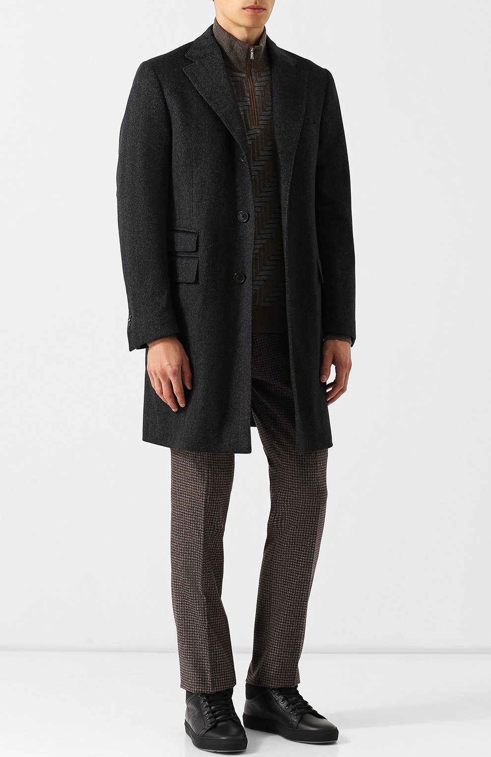 Высокие кожаные кеды с внутренней меховой отделкой CORNELIANI, арт. 82TM46-8820955, фото 2