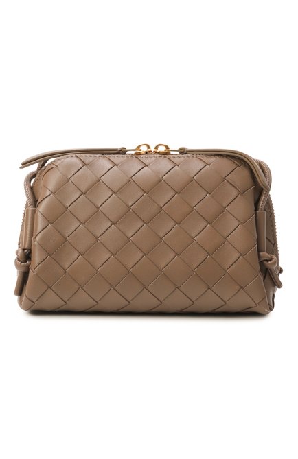 Женская сумка concert pouch BOTTEGA VENETA светло-коричневого цвета, арт. 794258/VCPP1 | Фото 1 (Ремень/цепочка: На ремешке; Материал сплава: Проставлено; Материал: Натуральная кожа; Размер: mini; Драгоценные камни: Проставлено)