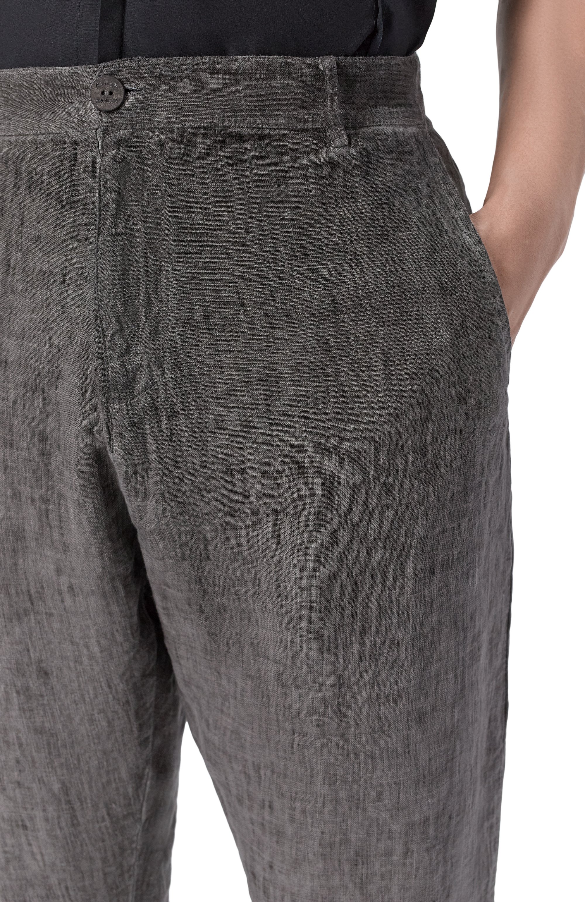 Льняные брюки NEVER ENOUGH темно-серого цвета по цене 35950 руб., арт. 2B5M047-060/MPA011, фото 5 Льняные брюки NEVER ENOUGH, арт. 2B5M047-060/MPA011, фото 5