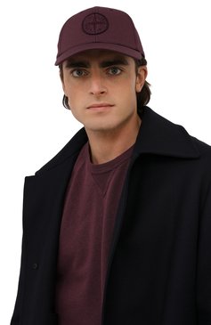 Мужская хлопковая бейсболка STONE ISLAND бордового цвета, арт. 761599661 | Фото 2 (Материал: Хлопок, Текстиль; Нос: Не проставлено)