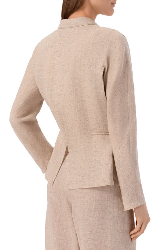 Льняной жакет Emporio Armani EW003980/TE10381 Бежевый  EW003980/TE10381 Фото 4