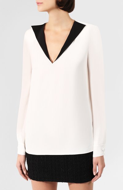 Шелковая блузка GIVENCHY черно-белого цвета по цене 108500 руб., арт. BW60ER10JX, фото 3 Шелковая блузка GIVENCHY, арт. BW60ER10JX, фото 3