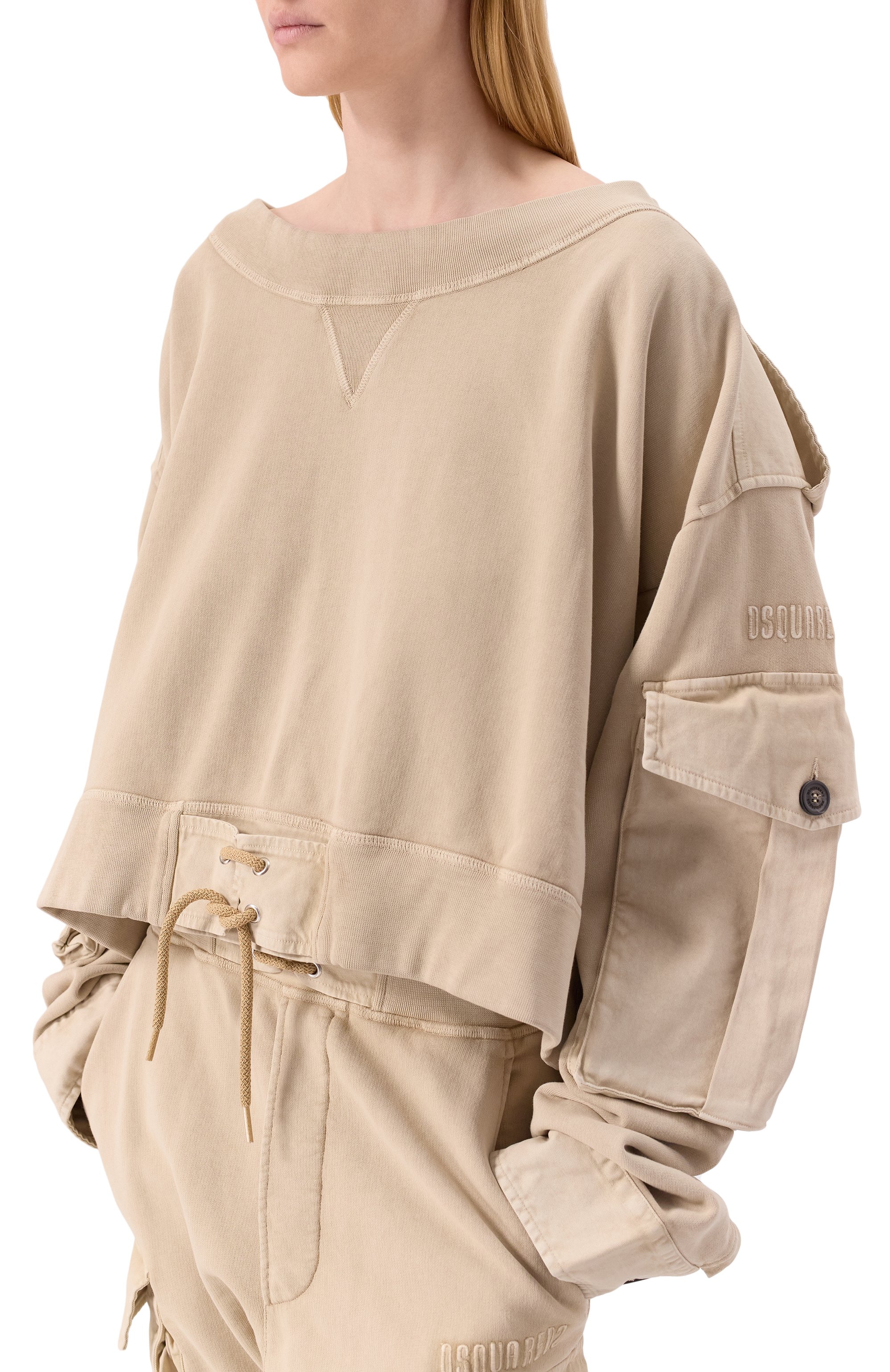 Хлопковый свитшот DSQUARED2 бежевого цвета по цене 86800 руб., арт. S75GU0585/S25030, фото 5 Хлопковый свитшот DSQUARED2, арт. S75GU0585/S25030, фото 5