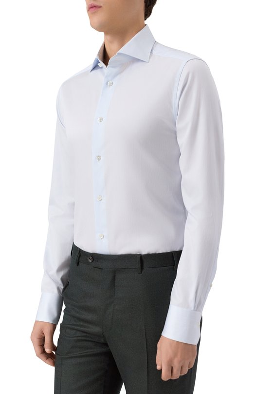 Хлопковая сорочка Zegna 9MS0BA/R801043A8 Голубой  9MS0BA/R801043A8 Фото 3