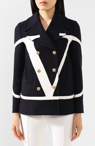 Шерстяное пальто VALENTINO темно-синего цвета по цене 423000 руб., арт. TB3CJ1B04G8, фото 3 Шерстяное пальто VALENTINO, арт. TB3CJ1B04G8, фото 3