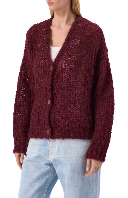 Шерстяной кардиган Weekend Max Mara DANZA Бордовый  DANZA Фото 3