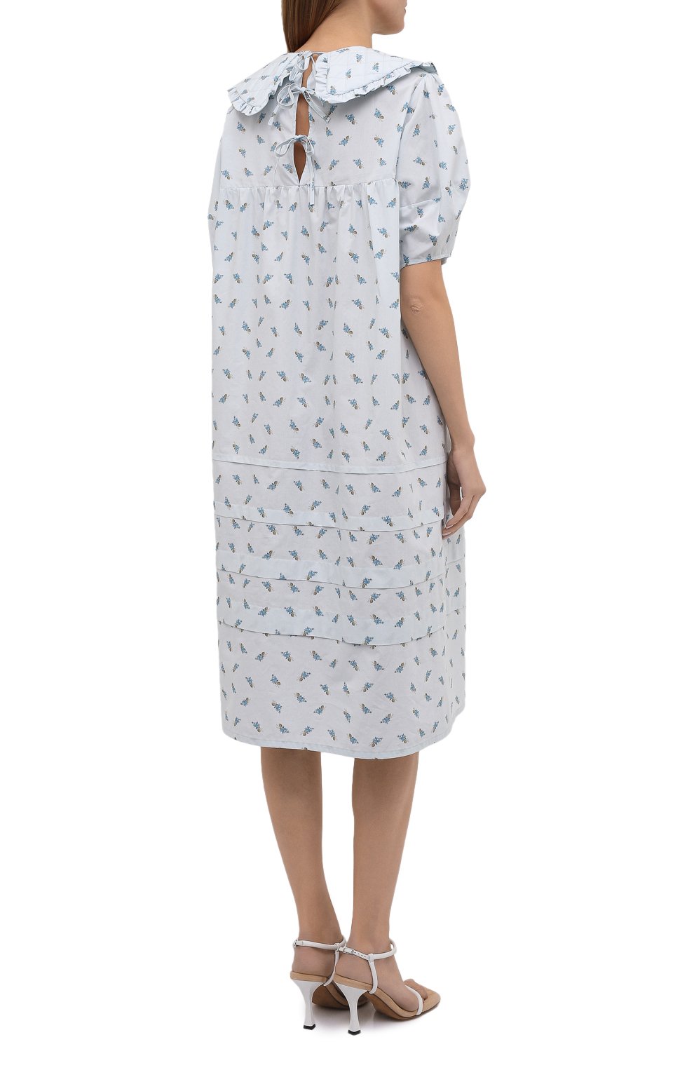 Хлопковое платье LOOM BY RODINA голубого цвета по цене 37500 руб., арт. LBR-014, фото 4 Хлопковое платье LOOM BY RODINA, арт. LBR-014, фото 4