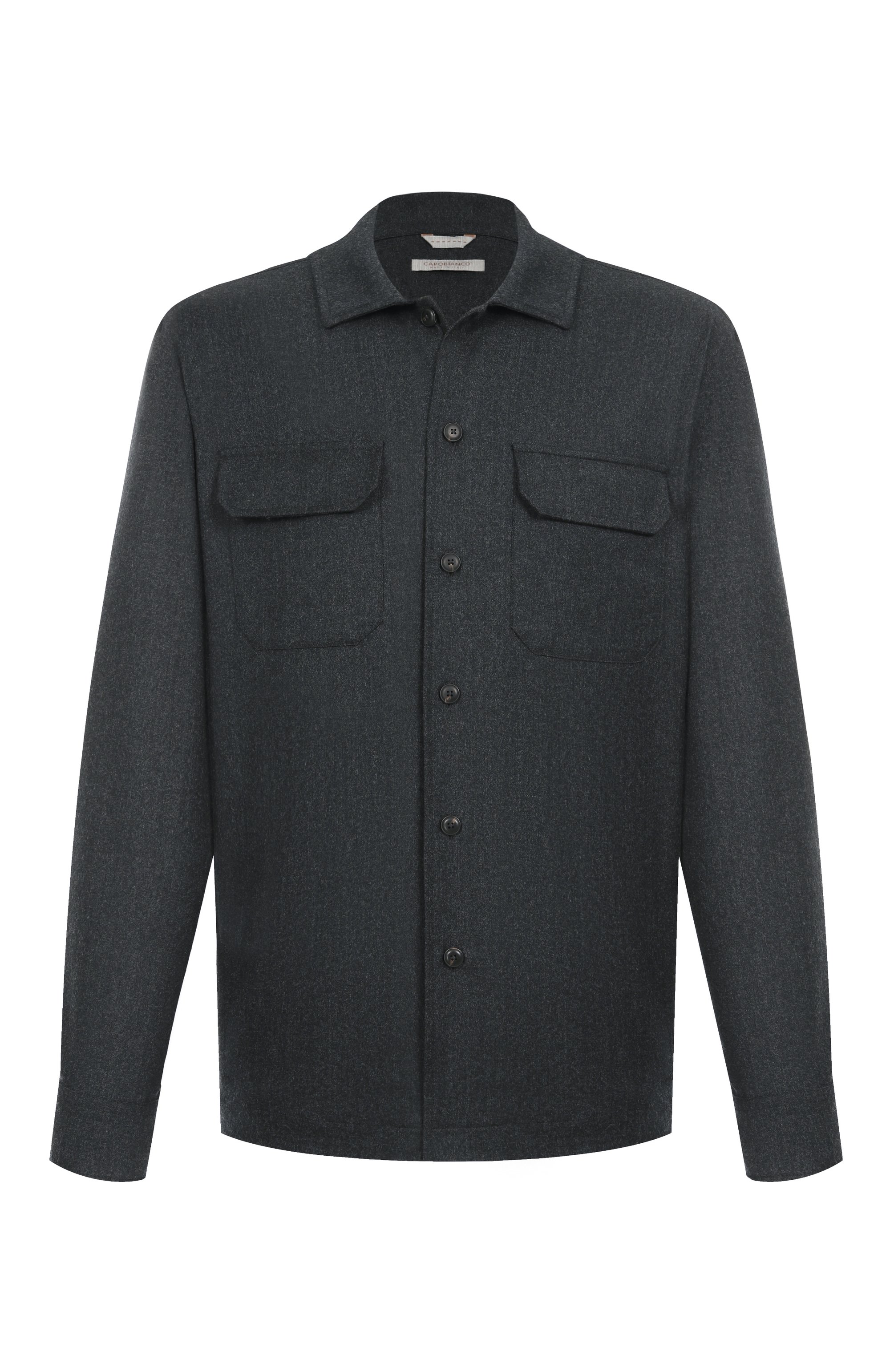 Шерстяная рубашка CAPOBIANCO темно-серого цвета по цене 67550 руб., арт. 19M501.FL00., фото 1 Шерстяная рубашка CAPOBIANCO, арт. 19M501.FL00., фото 1