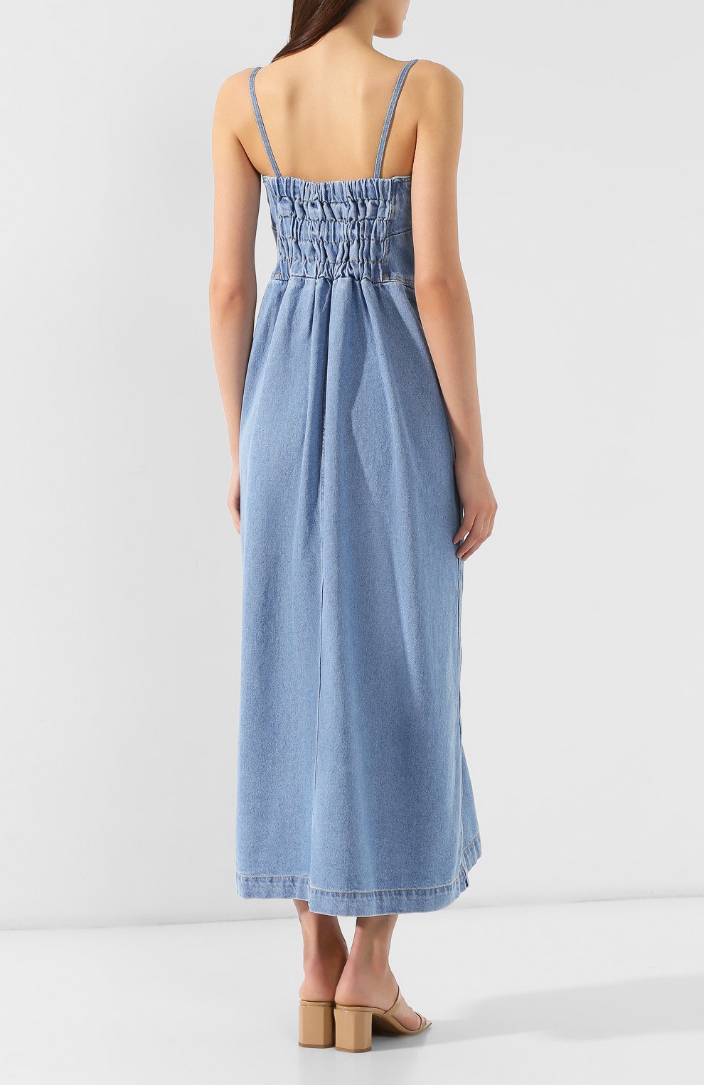 Джинсовое платье NANUSHKA голубого цвета по цене 42550 руб., арт. KAIA_80`S WASH_DENIM, фото 4 Джинсовое платье NANUSHKA, арт. KAIA_80`S WASH_DENIM, фото 4