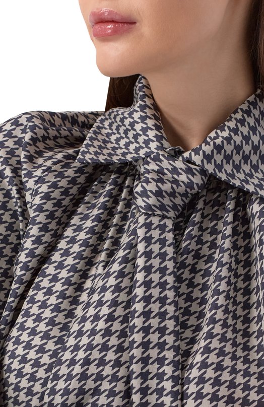 Шелковая блузка Dice Kayek FW25C615 TWL NAVY PIED DE POULE Синий  FW25C615 TWL NAVY PIED DE POULE Фото 5