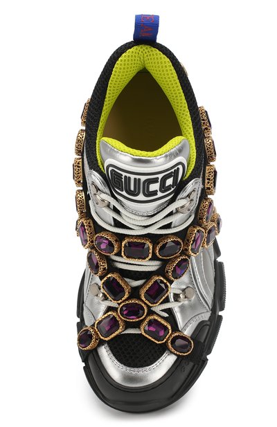 Комбинированные кроссовки flashtrek с отделкой кристаллами GUCCI, арт. 537133/D0RA0, фото 5