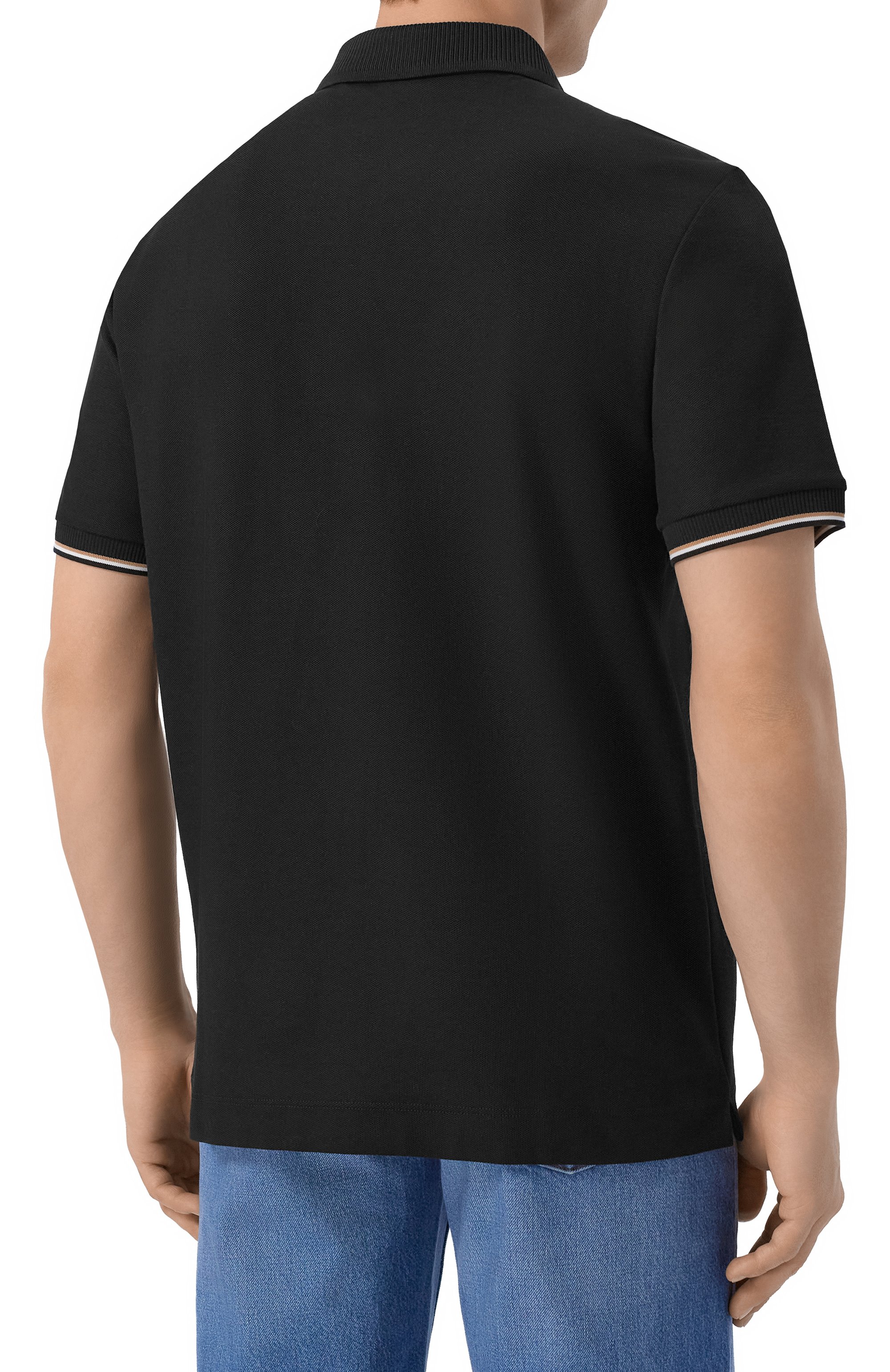 Хлопковое поло BOSS черного цвета по цене 19950 руб., арт. 50555108, фото 4 Хлопковое поло BOSS, арт. 50555108, фото 4