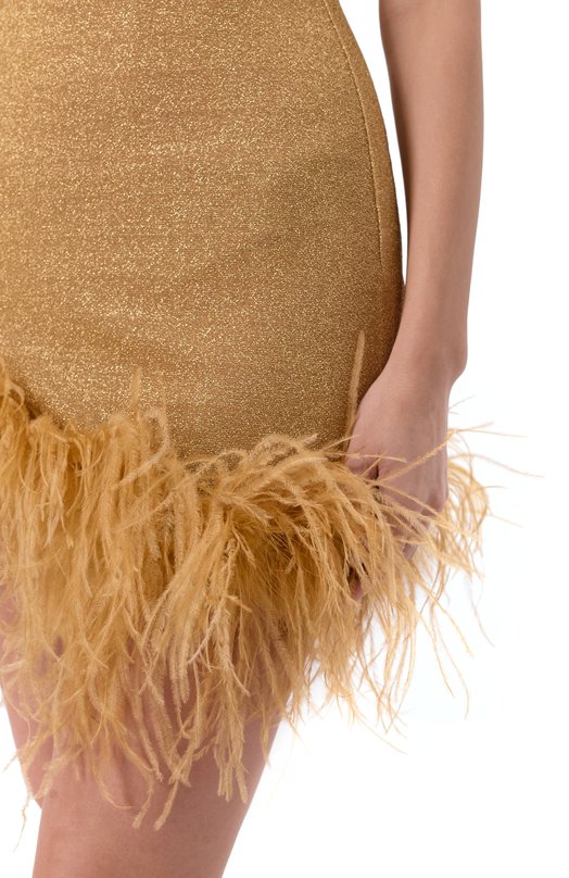 Платье с отделкой перьями OSEREE LPDS261/LUREX PLUMAGE Золотой  LPDS261/LUREX PLUMAGE Фото 4