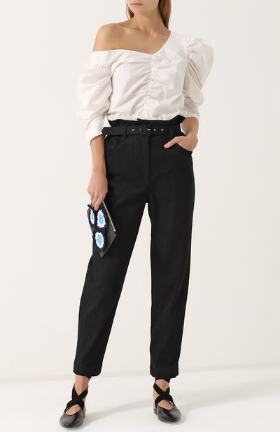 Хлопковый топ асимметричного кроя с драпировкой ISA ARFEN, арт. T005 AW17 WASHED C0TT0N P0PLIN, фото 2