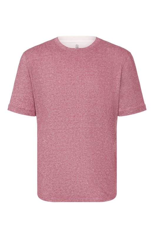 Футболка из хлопка и льна Brunello Cucinelli MW8357427 Бордовый MW8357427